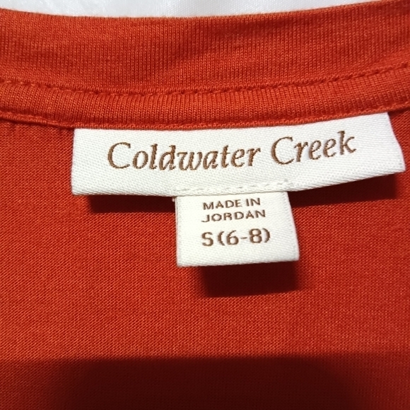 🎈4 FOR $20 Coldwater Creek Top Shirt Burnt Orange V-Neck Long Sleeve Sz S - Picture 2 of 6